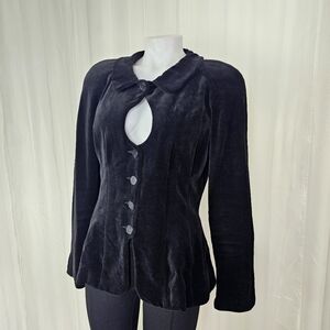 Chloe black velvet keyhole neckline blazer size 40/Large